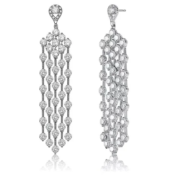 NEW ~ Anthropologie Genevive CZ Long Chandelier Earrings